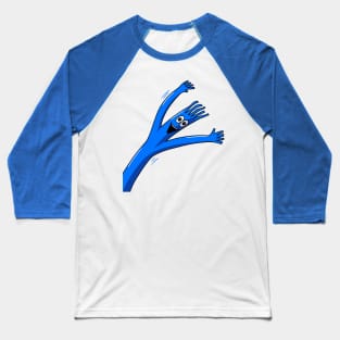 Blue Wacky Waving Tube Man Portrait Baseball T-Shirt